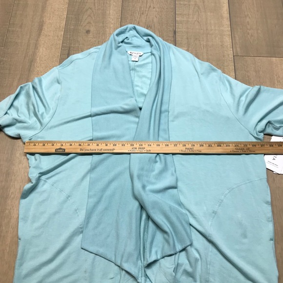 Athleta Cardigan Pranayama Wrap Womens Size 2X Green Relaxed Open Front Cozy NEW - Picture 7 of 11